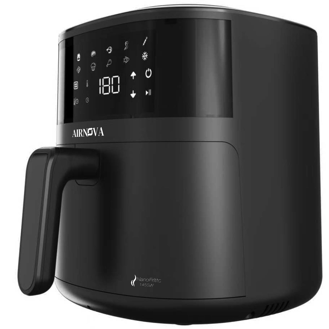 AIRNOVA® NanoFritto Air Fryer 1450W, 4.8L Capacity, Automatic Hot Air Fryer, 10 Preset Programs, Digital Control, Black