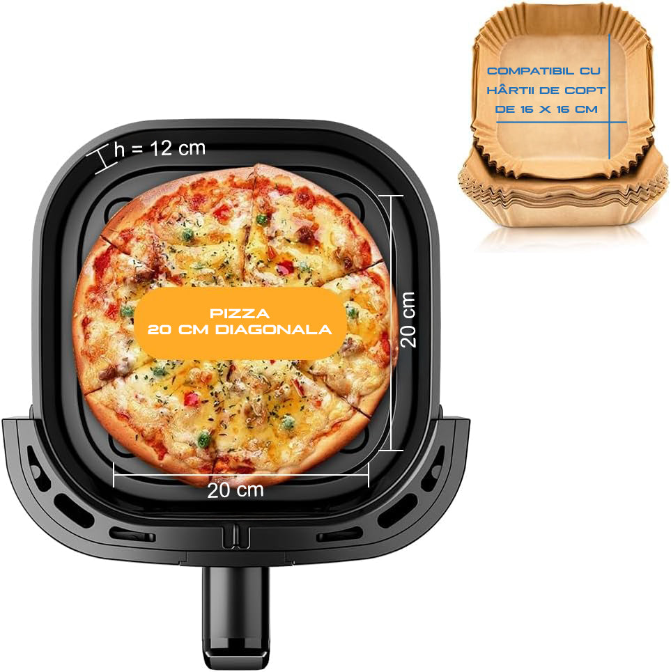 AIRNOVA® OroFritto Air Fryer 7L, 1400W, Hot Air Fryer, Black/Stainless Steel