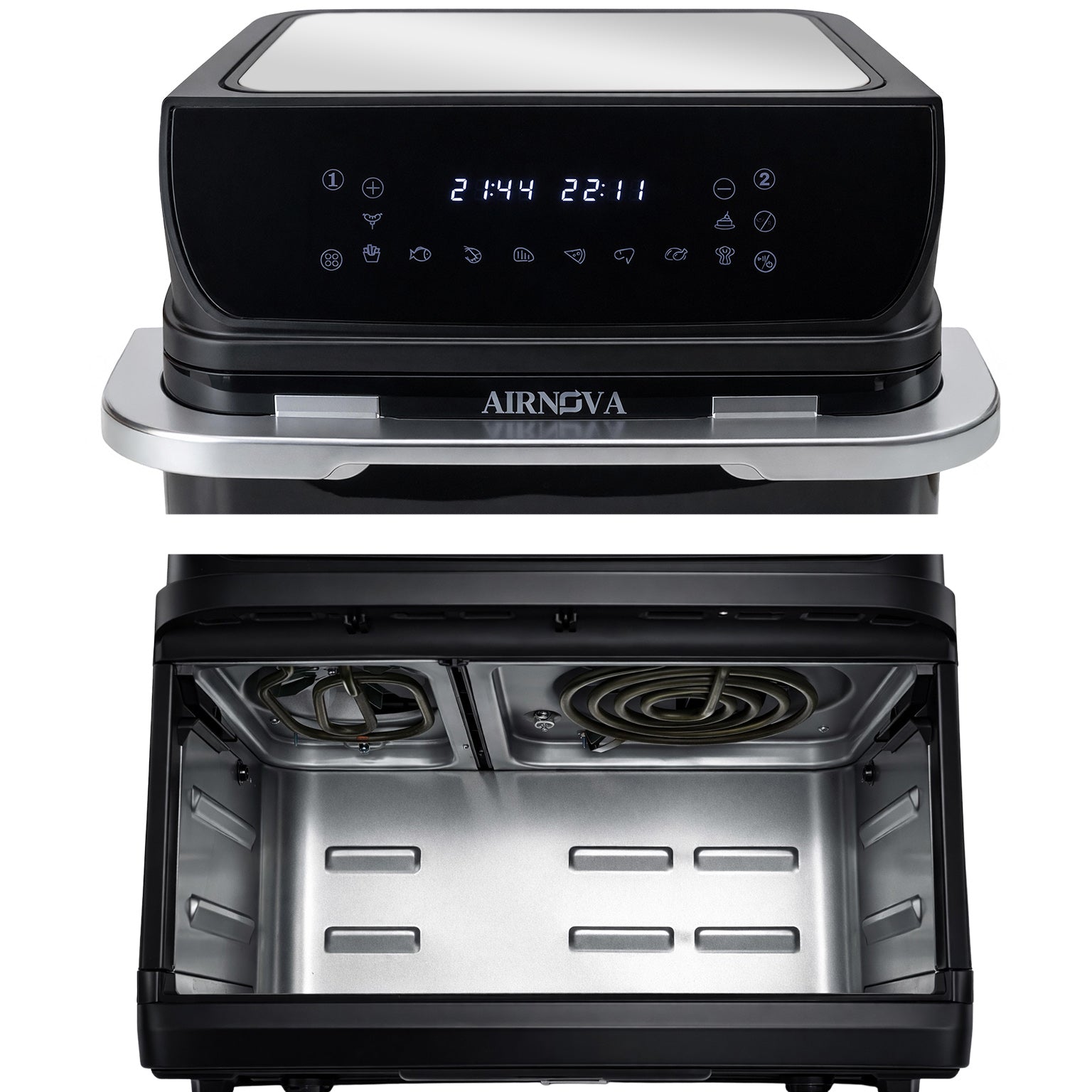 AIRNOVA® MaxFritto Air Fryer 11L, 2400W, Dual Zone Hot Air Fryer, Digital Display, Black
